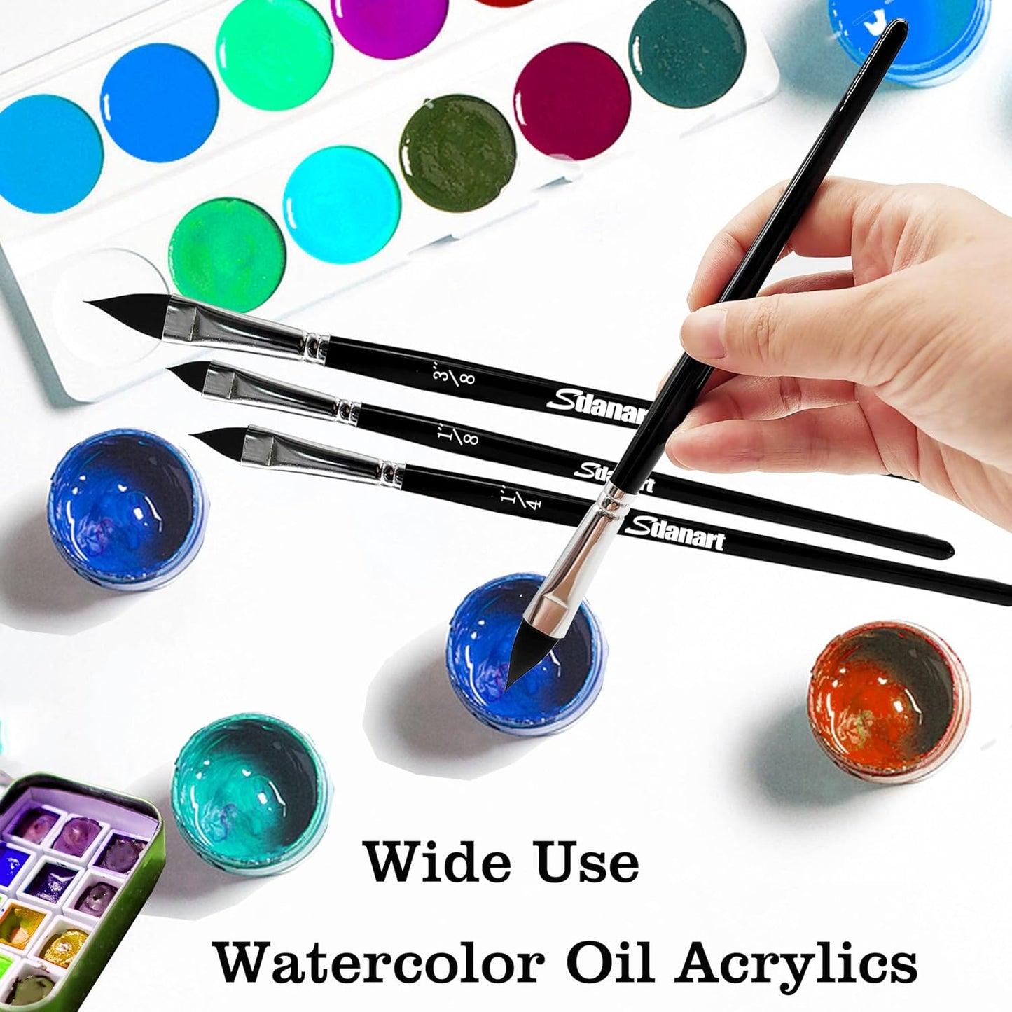 Cat Tongue Watercolor Brushes,4 PCS Oval Wash Paint Brushes for Acrylic Painting Floral Petal Watercolor Brush，Pointed Oval Paintbrush Professional Cat's Tongue Paint Brush Artist Paintbrushes