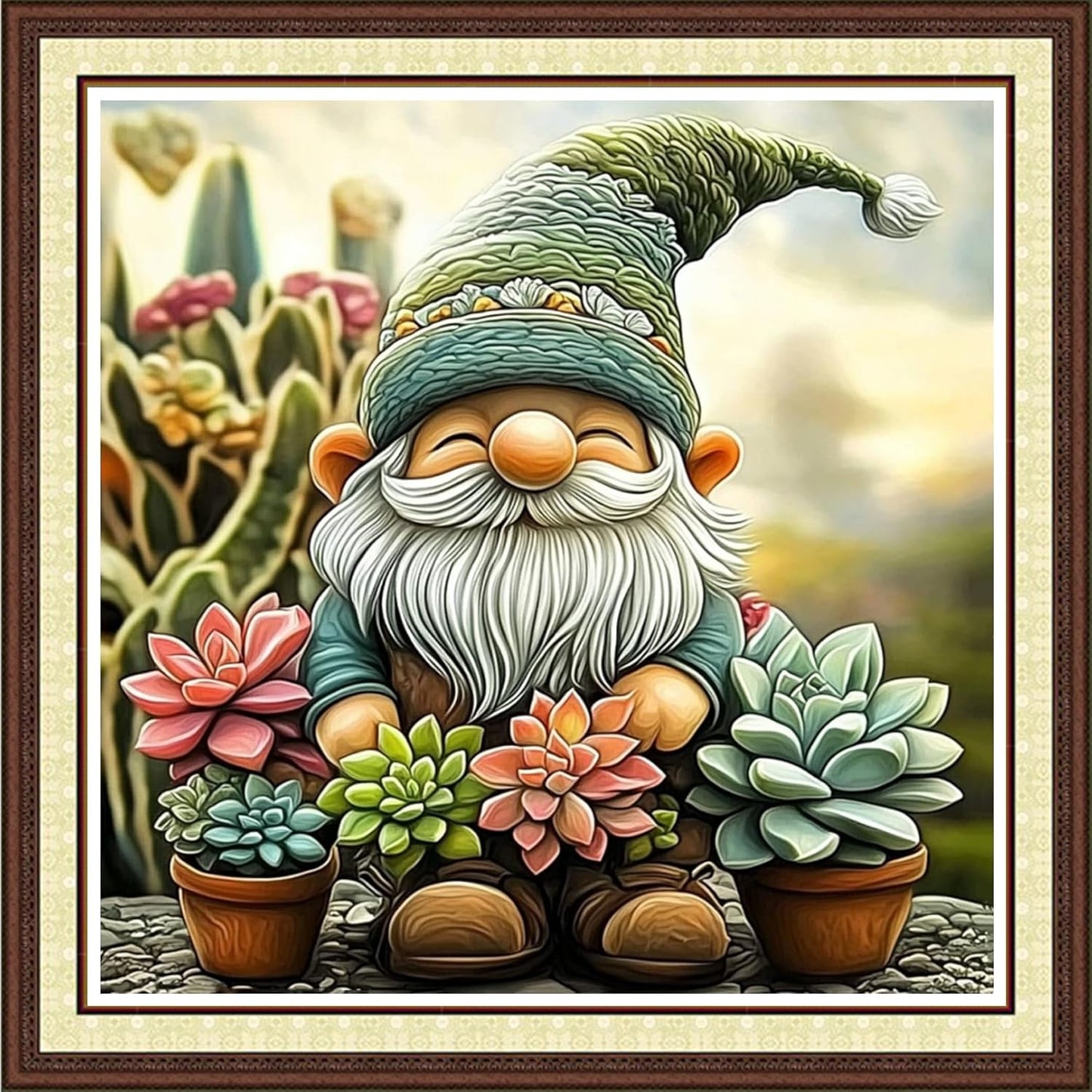 Findvoor Counted Cross Stitch Kits for Adults Full Range of Cross Stitching Embroidery Unprinted Pattern for Beginners, 11CT Needlepoint Kit Patterns Embroidery Kits-Succulent Plant Dwarf 18x18 inch