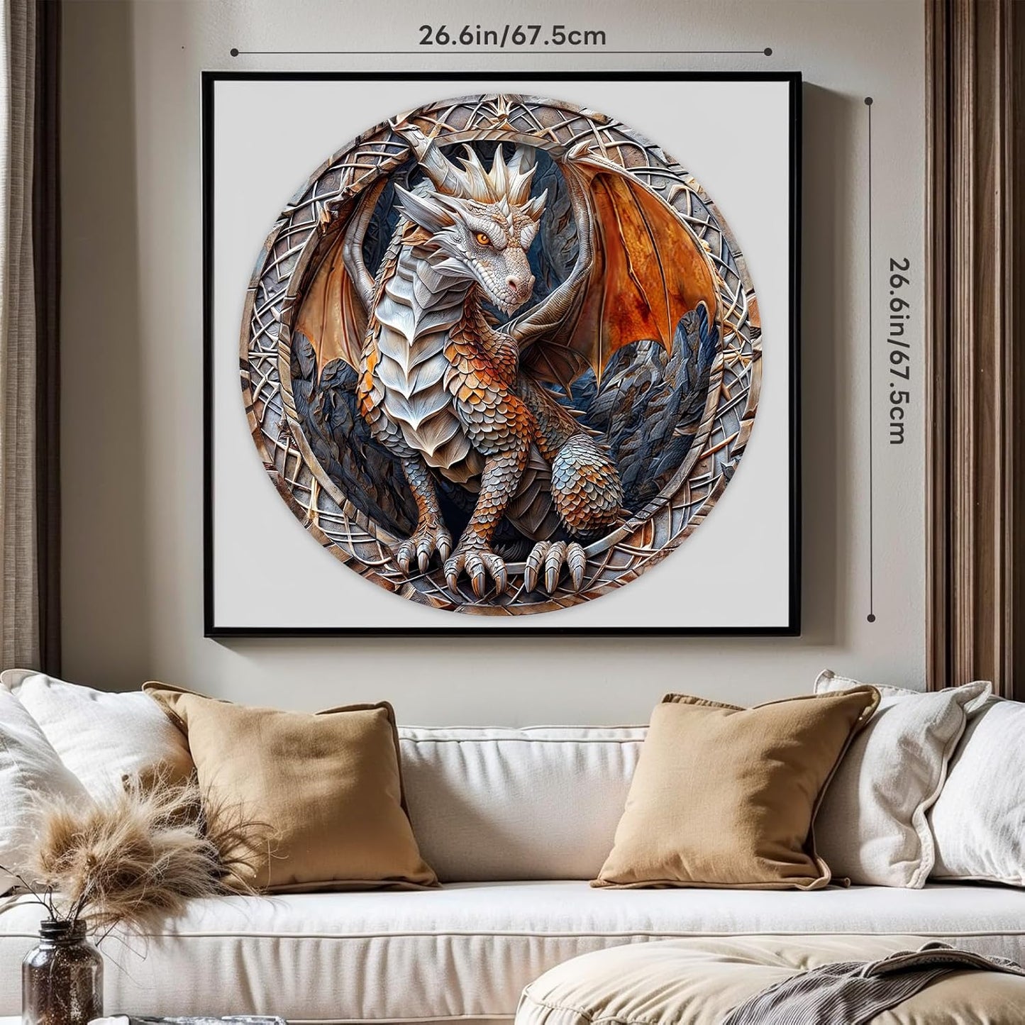 masseruon Round Puzzles for Adults 1000 Pieces-Dragon Puzzle-26.6x26.6in Jigsaw Puzzles with HD Matte Finish-Hard Impossible Difficult for Adult-Challenging Gift for Puzzle Lovers Home Decor