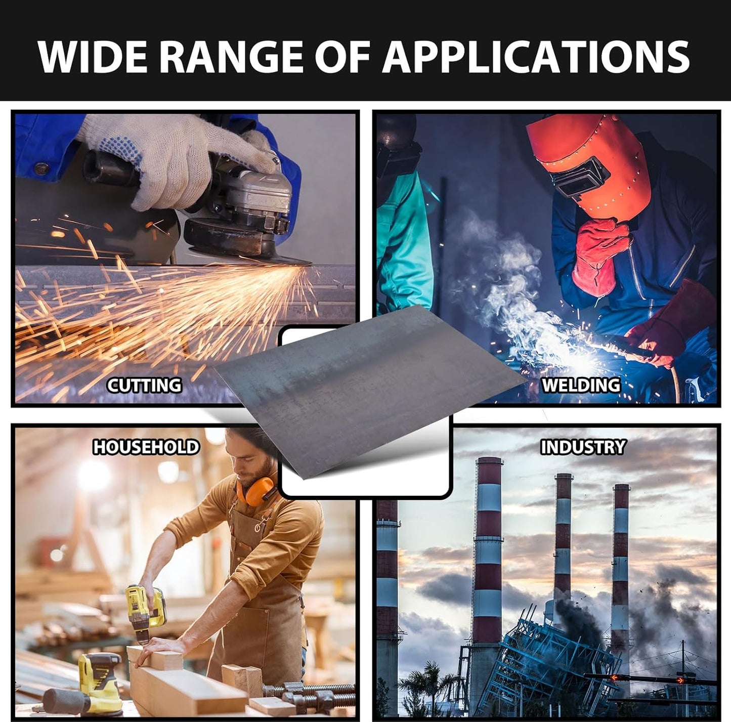 Hicarer 24 x 36 Inch A36 Carbon Steel Sheet 0.08" Thickness Length 14 Gauge Hot Rolled Steel Plate for Automotive Sheet Metal, Furniture or Industrial, Unpolished (Mill) Finish