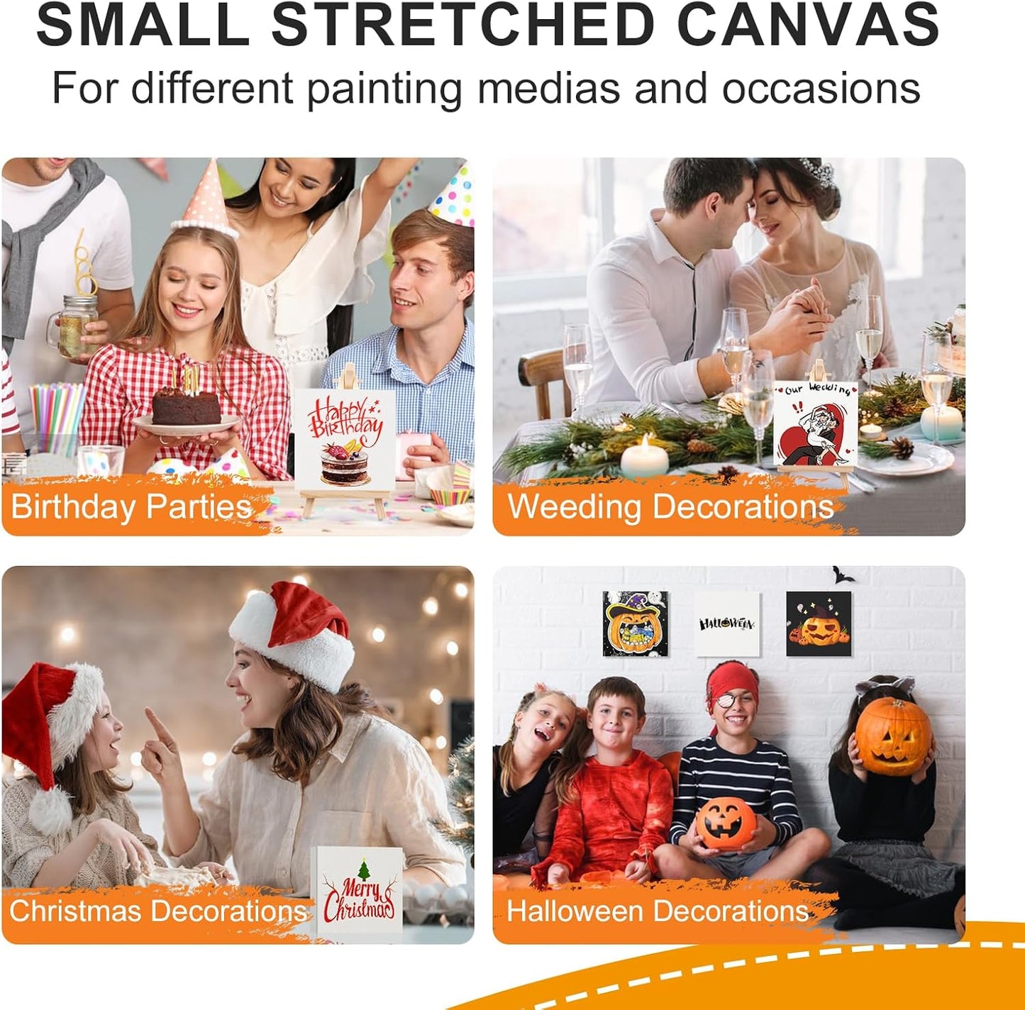 ESRICH Small Stretched Canvas for Painting 6x6 inch, 2/5''Profile Art Primed 8 Pack Canvases for Painting, Cotton Small Professional Blank Paint Canvas for Kids and Art Supplies, for Acrylics, Oils.