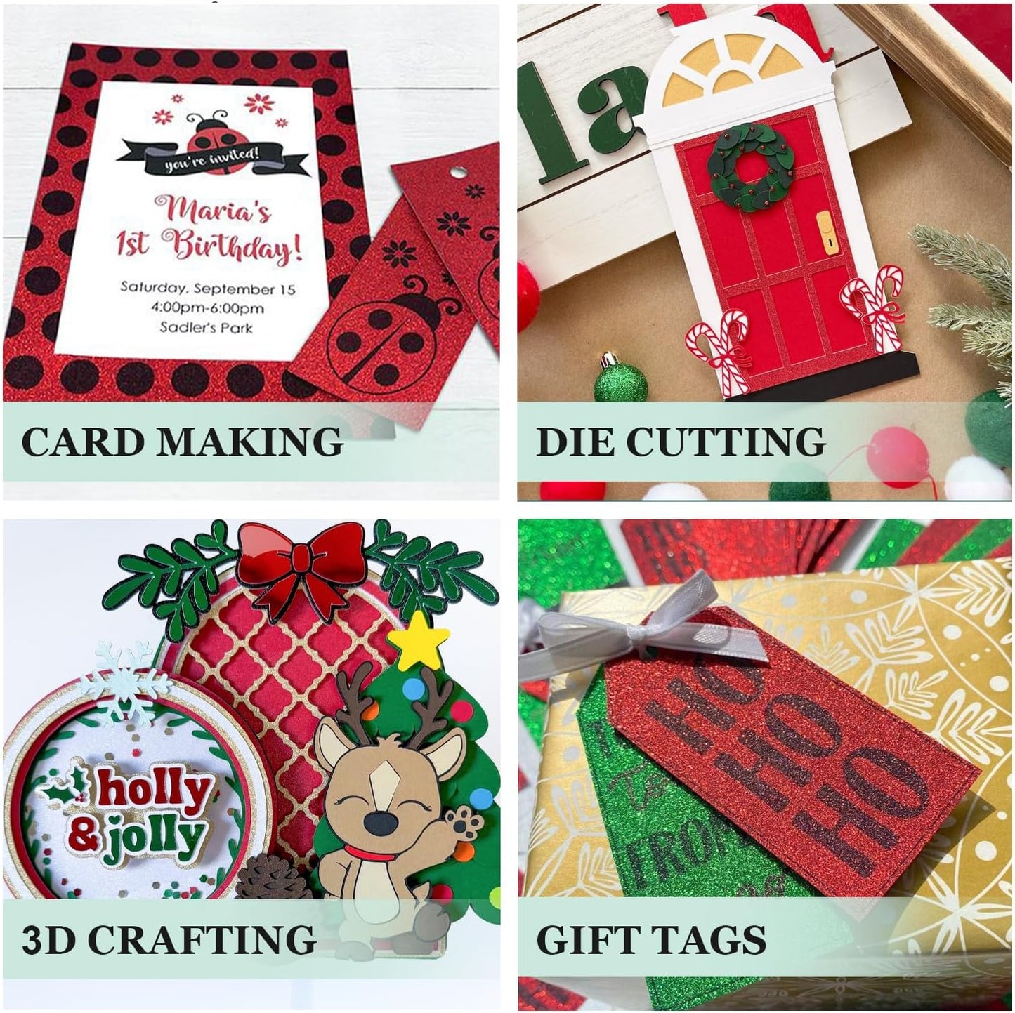 Cardstock Warehouse Diamond Print Inkjet Glitter - Premium Red Glitter Cardstock Paper – 15 Sheets, 8.5 x 11" - 104 lb/280 GSM for Inkjet Printing, Die-Cutting, Card Making, Crafts, and DIY Projects