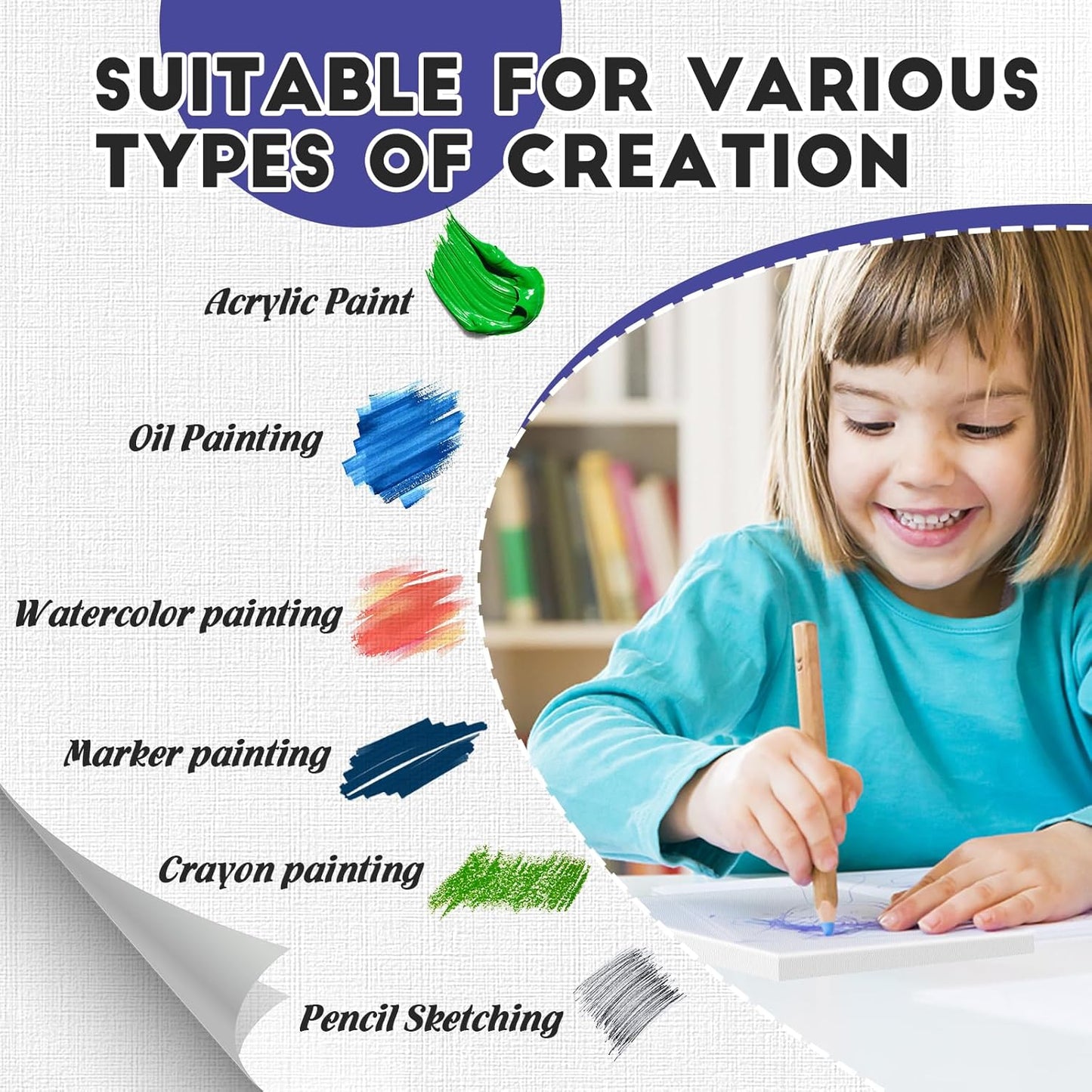 ESRICH Small Stretched Canvas for Painting 6x6 inch, 2/5''Profile Art Primed 16 Pack Canvases for Painting, Cotton Small Professional Blank Paint Canvas for Kids and Art Supplies, for Acrylics, Oils.