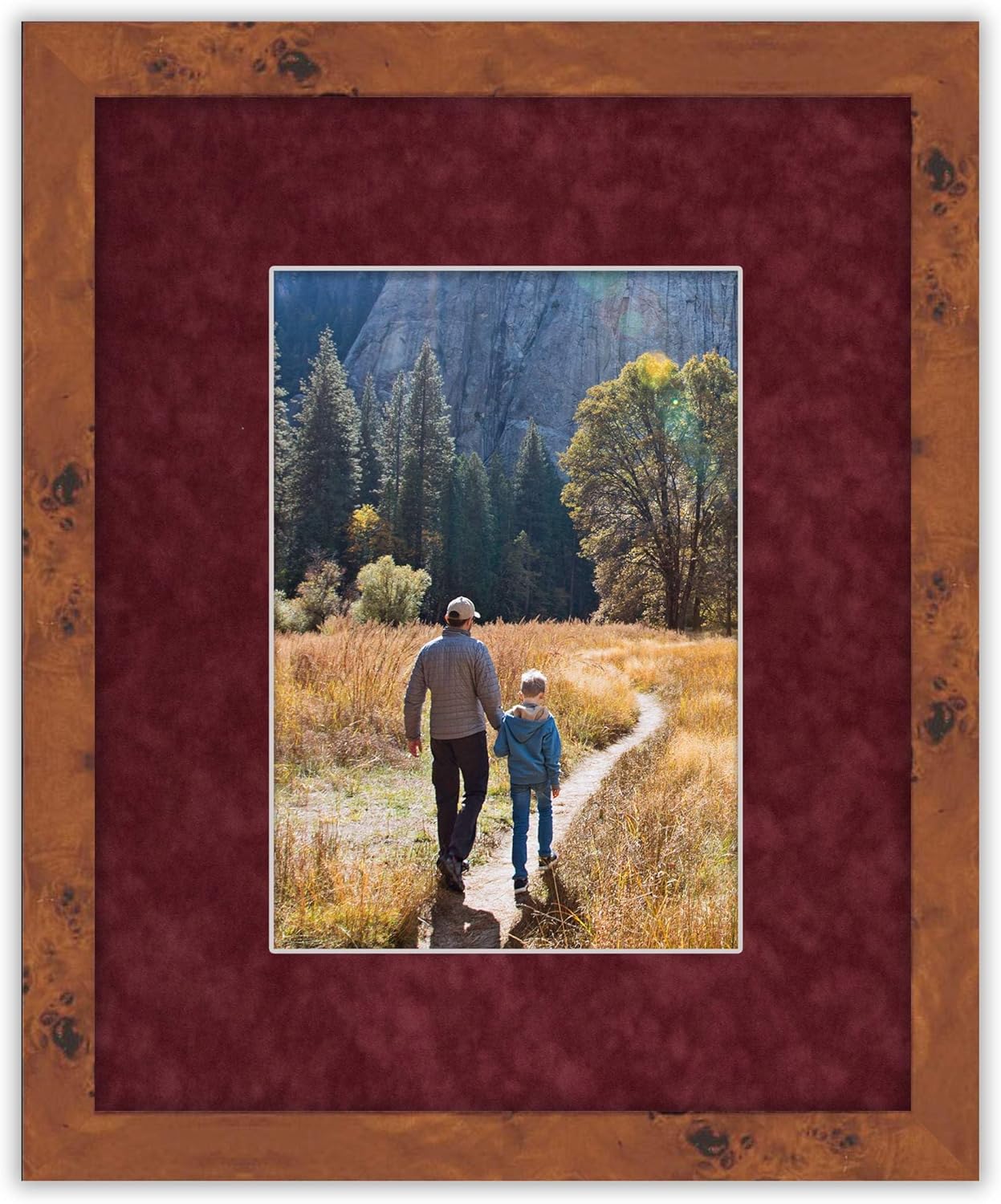 11x14 Mat Bevel Cut for 8.5x11 Photos - Acid Free Dark Red Suede Precut Matboard - For Pictures, Photos, Framing - 4-ply Thickness