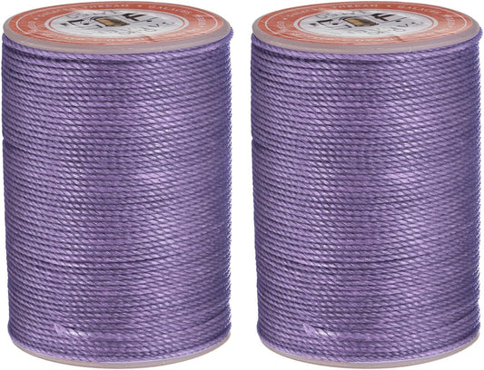 uxcell Round Leather Sewing Waxed Thread, 55m / 60 Yards Polyester Wax String, 0.80mm Wax Stitching Cord for Leather Crafts, Bookbinding, Bracelets Braided, Light Purple, 2pcs