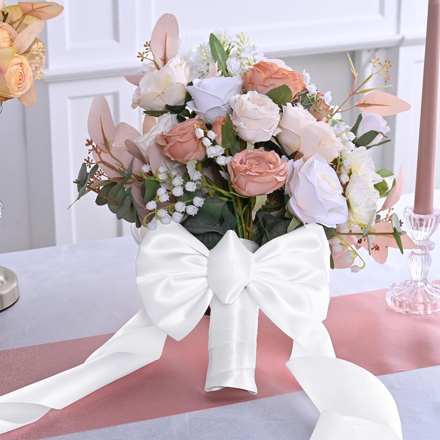 White Satin Ribbon 3 Inch X 15 Yards Solid Color Double Faced Ribbons Perfect for Crafts Wedding Decor Bow Making Arts Sewing and More