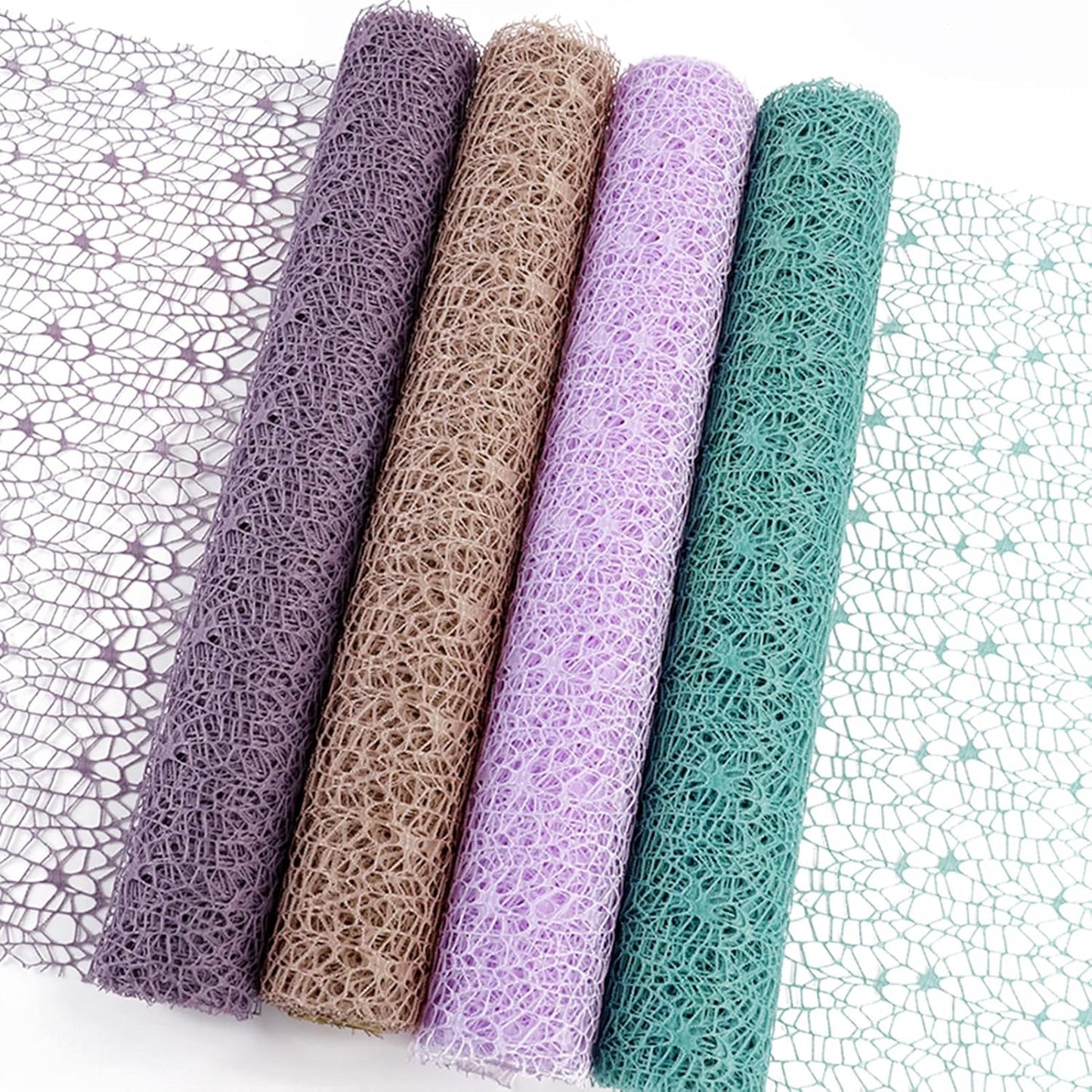 Korean Jacquard Net Mesh Openwork Floral Wrapping Paper 1 Roll Florist Supplies Flower Bouquet Wrapping Paper Floral Supplies for Fresh Flowers, 50cm x 5 Yard (Sauce Purple)