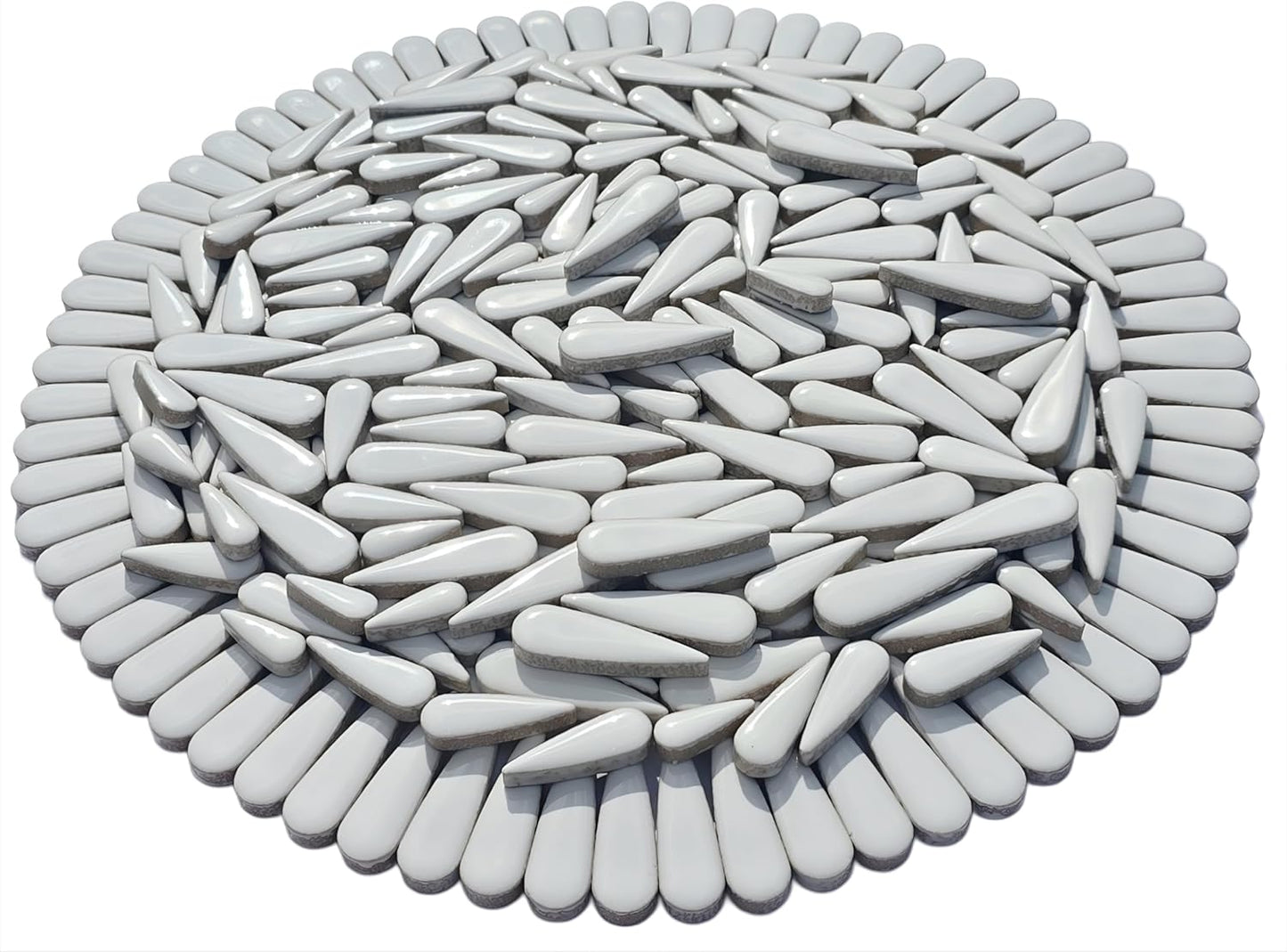 200g Petal Droplet Shaped Ceramic Mosaic Tiles for Crafts, Vibrant Colors, Ceramic Tiles for Mosaic Making Kits, DIY Arts and Crafts (White)