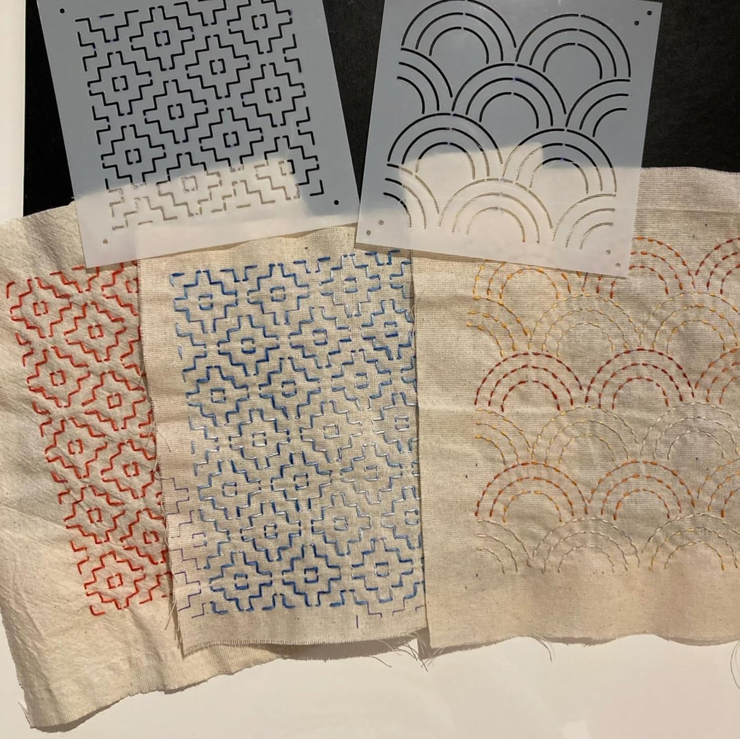 Sashiko Stencil Geometric Sashiko Pattern Template 4.7inch Drawing Line Quilting Stencils for Sewing Hand Quilting Embroidery