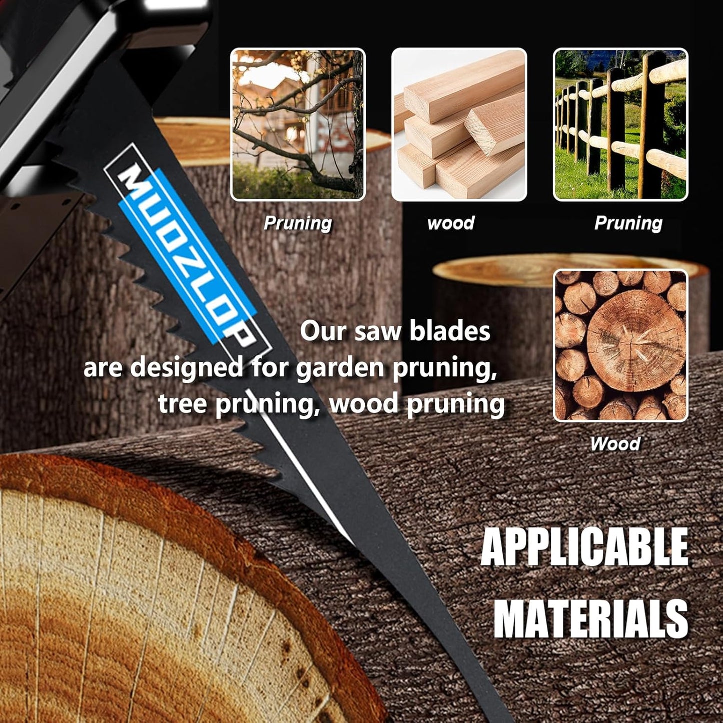 5 Pack 12 inch Reciprocating Saw Blades Set,5 TPI High Carbon Saw Blades, Woodcutting Saw Blades with Organizer Case (5, 5TPI/300mm)