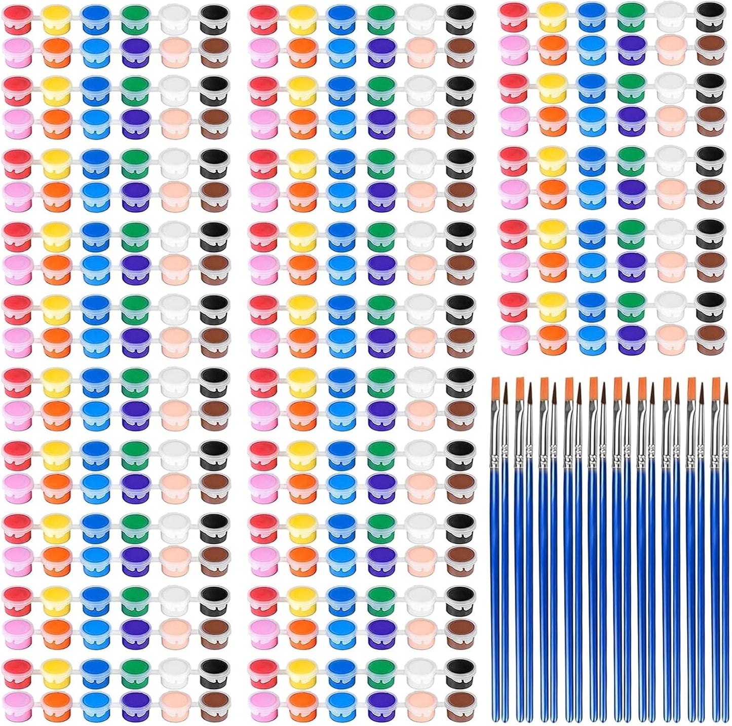 420 Pcs Washable Acrylic Paint for Kids Arts and Crafts, 30 Gouache Watercolor Paint Sets of 12 Colors for Party Classroom Painting Supplies, 30 Flat and 30 Pointed Brushes