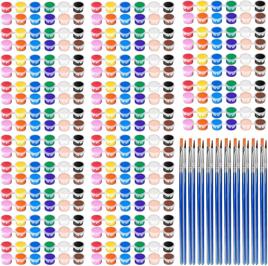 420 Pcs Washable Acrylic Paint for Kids Arts and Crafts, 30 Gouache Watercolor Paint Sets of 12 Colors for Party Classroom Painting Supplies, 30 Flat and 30 Pointed Brushes