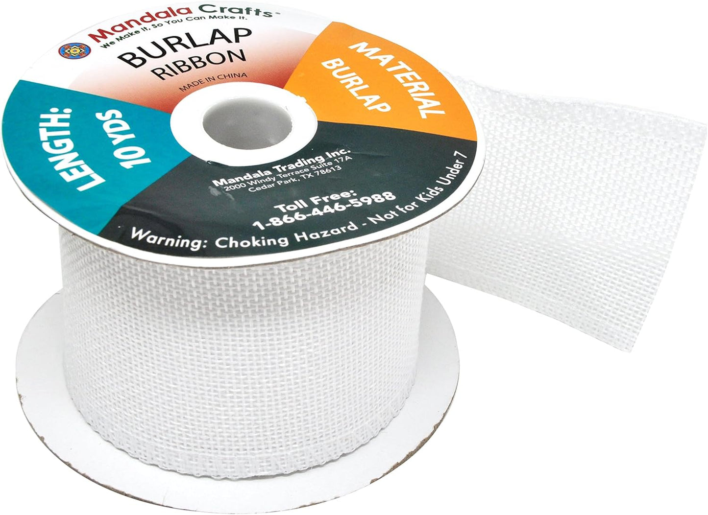 Mandala Crafts White Burlap Ribbon 2.5 Inches Wide Jute Ribbons for Crafts - 20 Yds Roll Rustic Burlap Wrap Trim Ribbons for Wreaths Bows Wedding Party Decoration