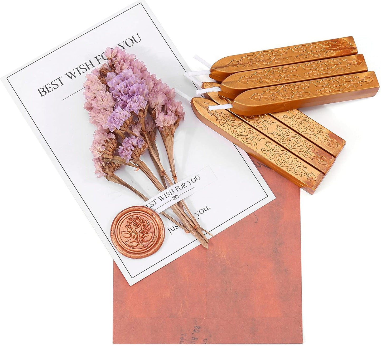 Yoption 12 Pcs Sealing Wax Sticks with Wicks, Antique Wine Red Dark Gold Totem Fire Manuscript Seal Wax for Wax Seal Stamp