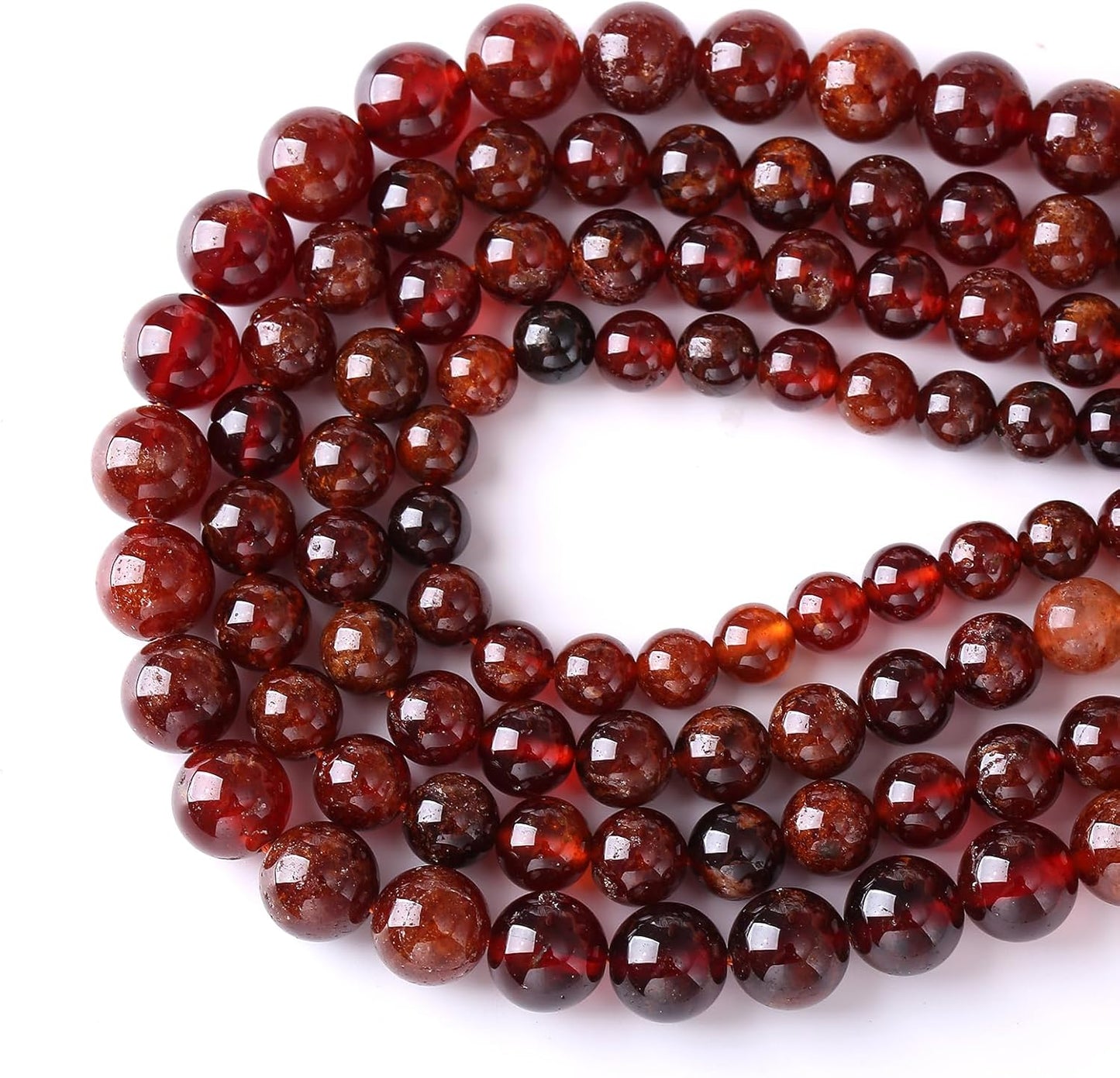 6MM 60PCS Natural Orange Garnet Beads Round Loose Beads for Jewelry Making DIY Necklace Accessories Energy Crystal Healing Power Bracelet