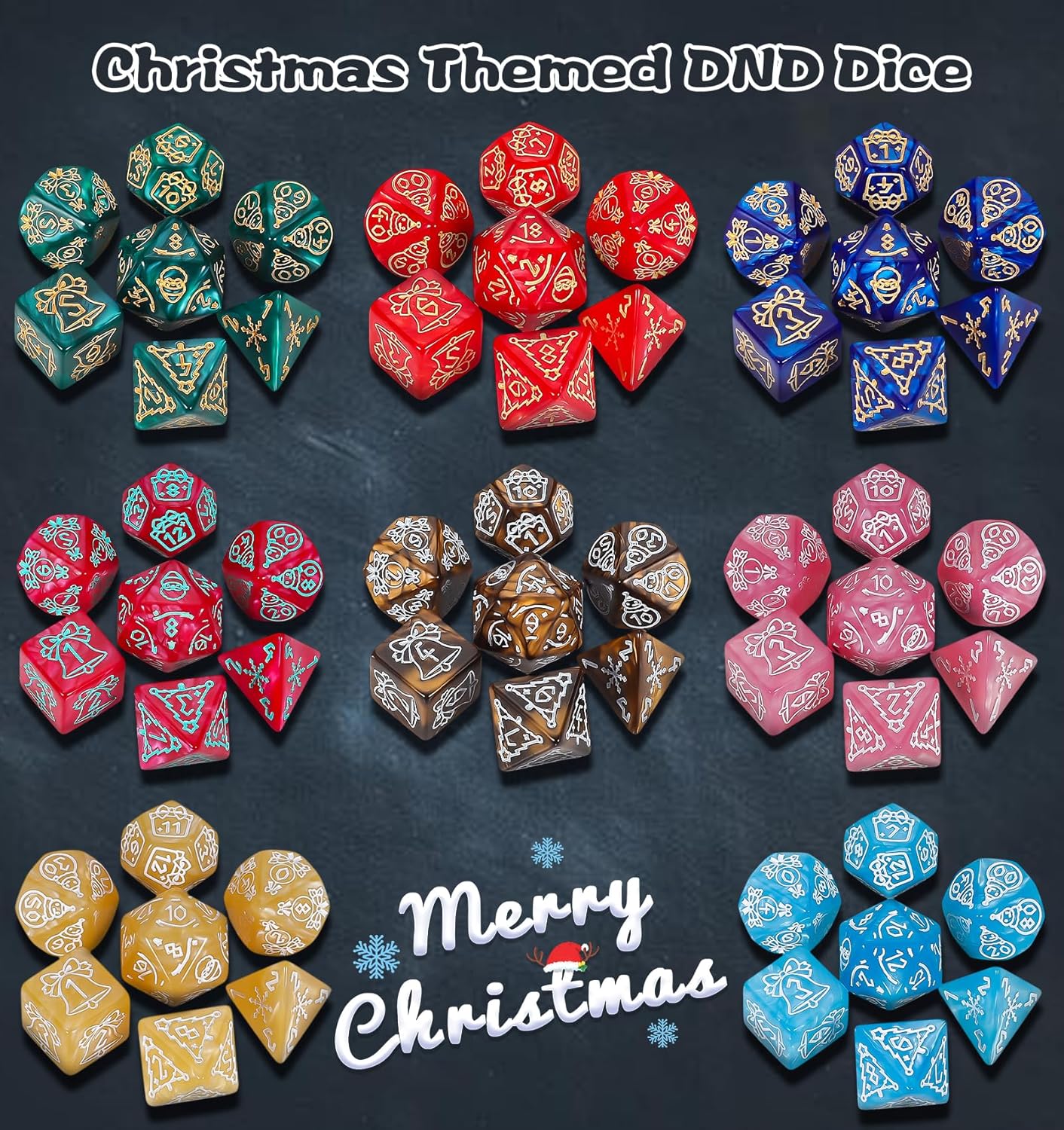CiaraQ DND Dice Sets - 26 X 7 Polyhedral Dice (182pcs) with a Large Drawstring Bag for Dungeons and Dragons, Role Playing Table Game. Multiple Colors, Christmas/Halloween/Easter/Holiday Themed Dice