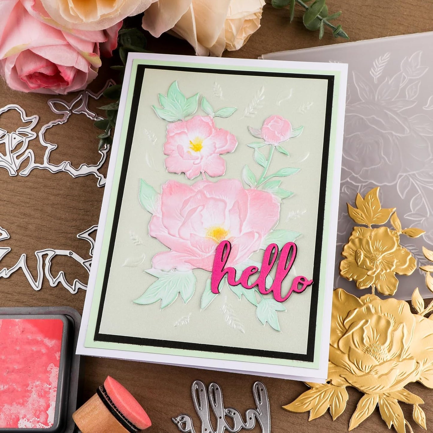 BAOFALI 3D Embossing Folder and Metal Die Set for Card Making,Embossing Template Paper Card Embossing Stencil for DIY Scrapbooking Photo Album Card Paper Craft Decoration 6.3" L x 4.5" W.(16x11.5cm)