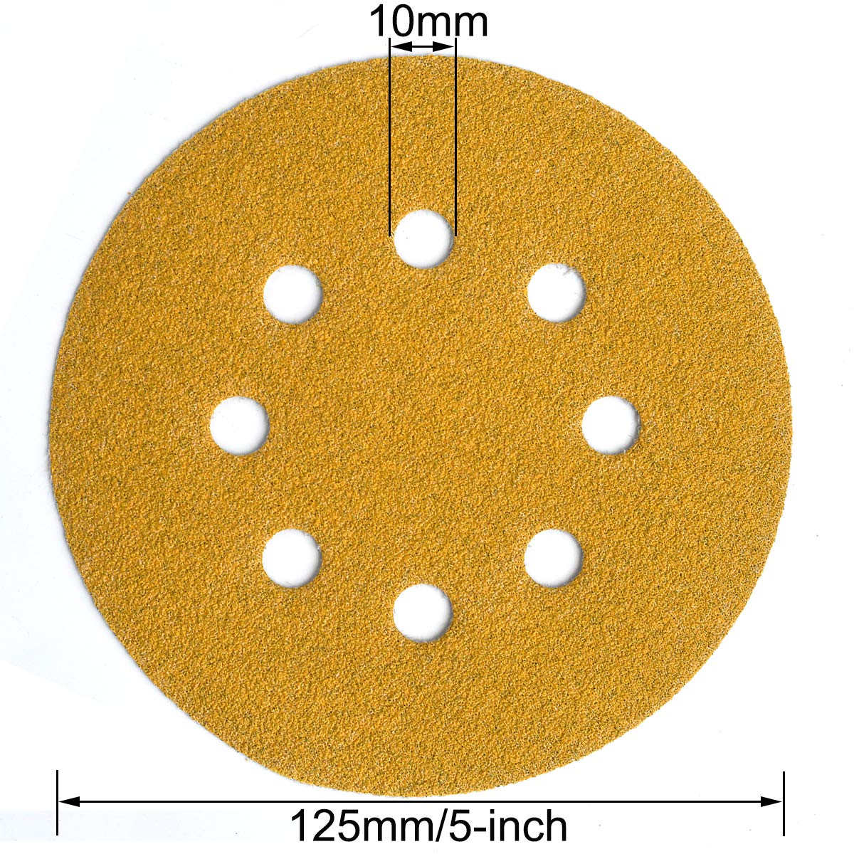 5-Inch 8-Hole Hook and Loop Sanding Discs 80-Grit Random Orbit Sandpaper, 100-Pack