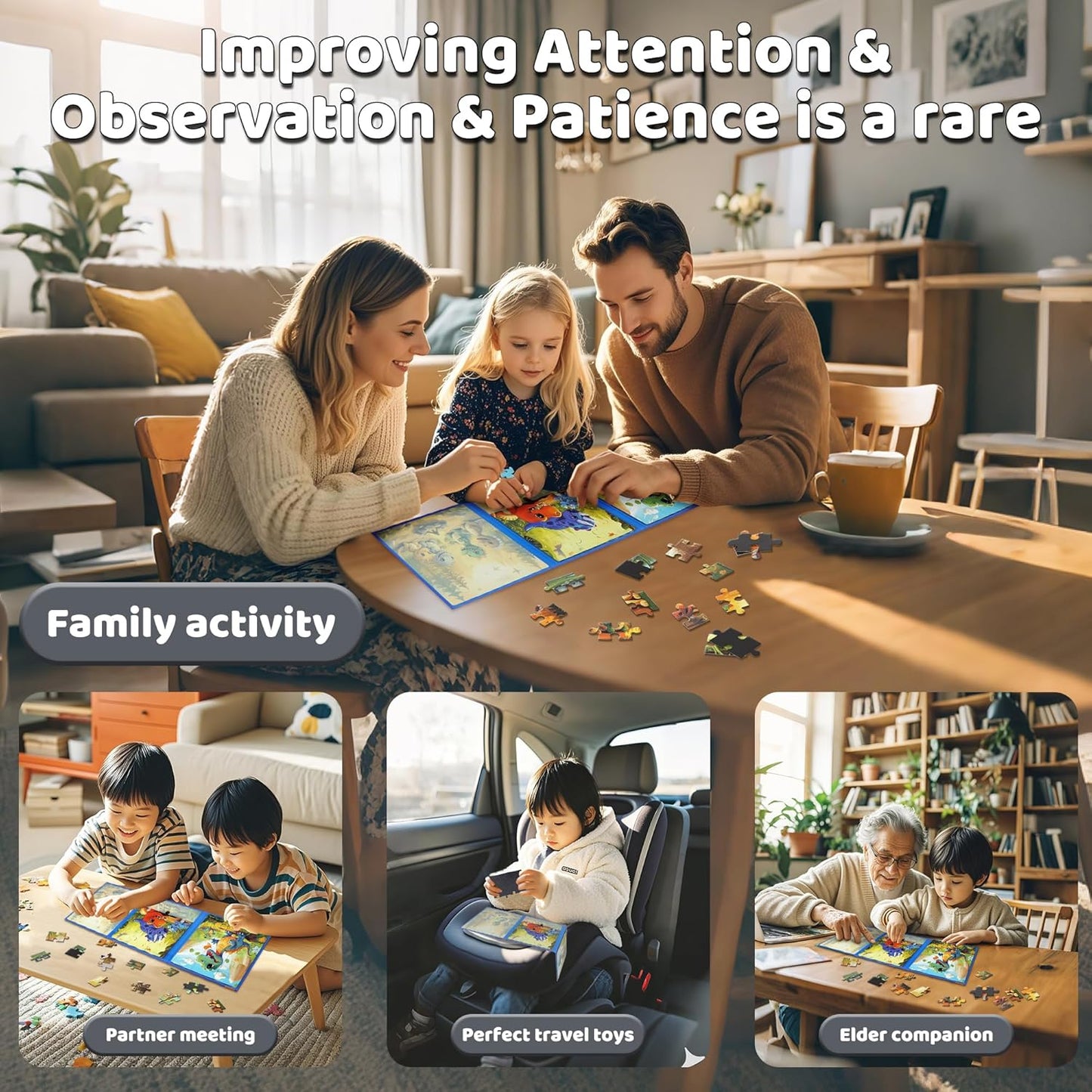 Magnetic Dinosaur Puzzles for Kids Ages 3-5 36PCS-3 Animal Themes Puzzles for Kids 4-6 Travel Puzzle for Airplane/Car/Road Trip/Gift Toys for 3-5 Year Old Girls and Boys