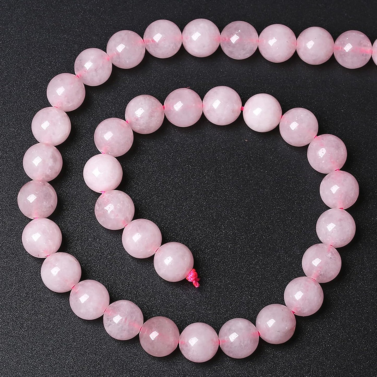 90pcs 8MM Natural Rose Quartz Stone Energy Healing Beads Round Loose Beads for Jewelry Making Bracelet Necklaces 2 Strands 32"