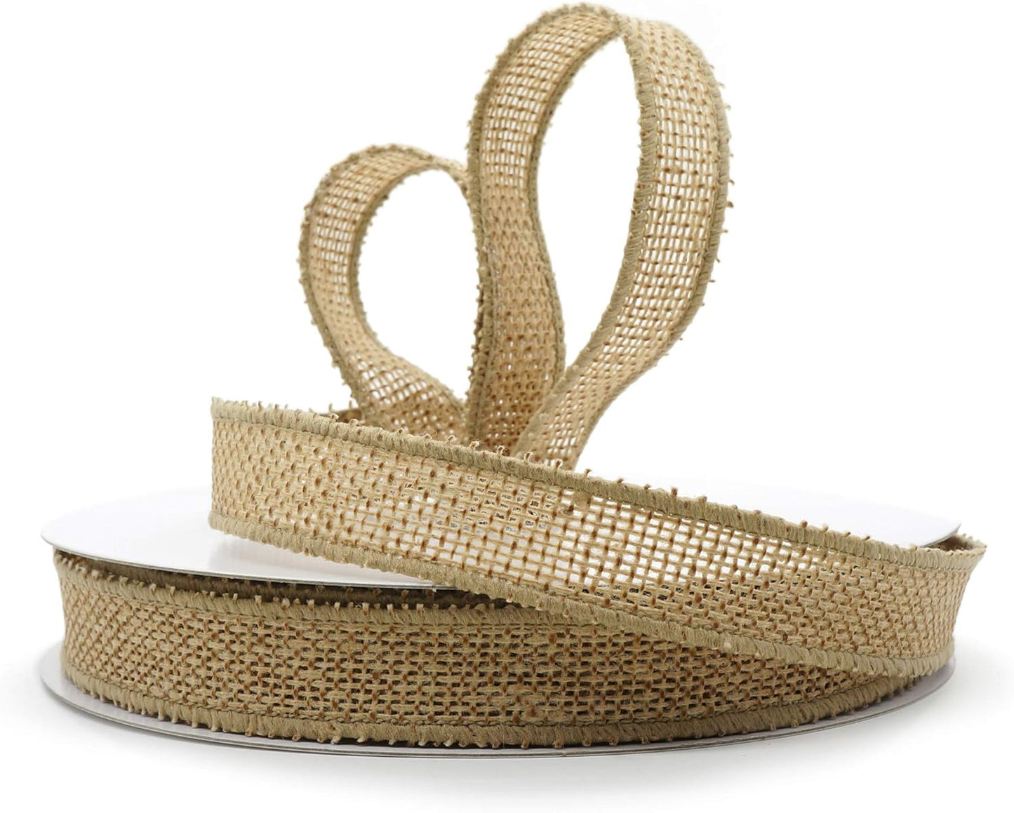 CT CRAFT LLC Burlap Fabric Wired Ribbon 3/4" x 20 Yards Natural Color for Christmas Home Wedding Decor Gift Wrapping Tree Topper Bow Wreath Bouquet DIY Crafts