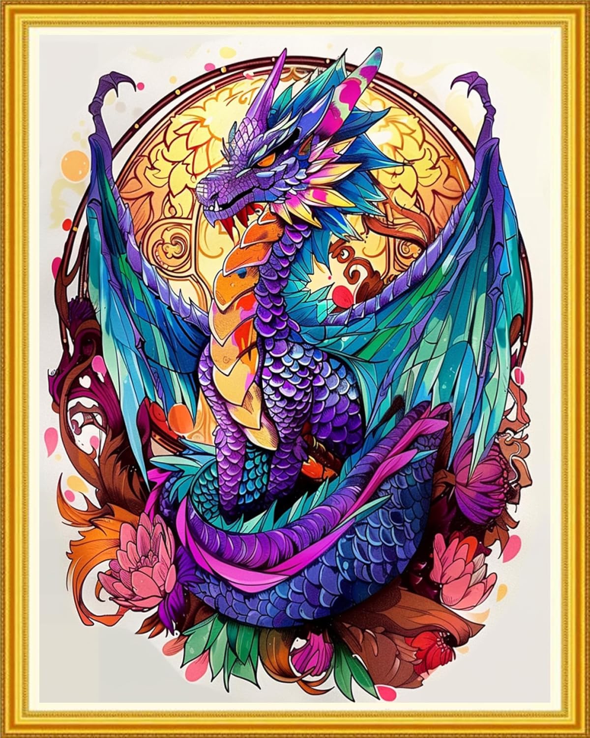 Magxvouy Cross Stitch Kits Stamped Full Range of Embroidery Kits,Cross Stitch Patterns Needlework Kits for Beginners 11CT Printed Kits&Magic Dragon 16x20 inch