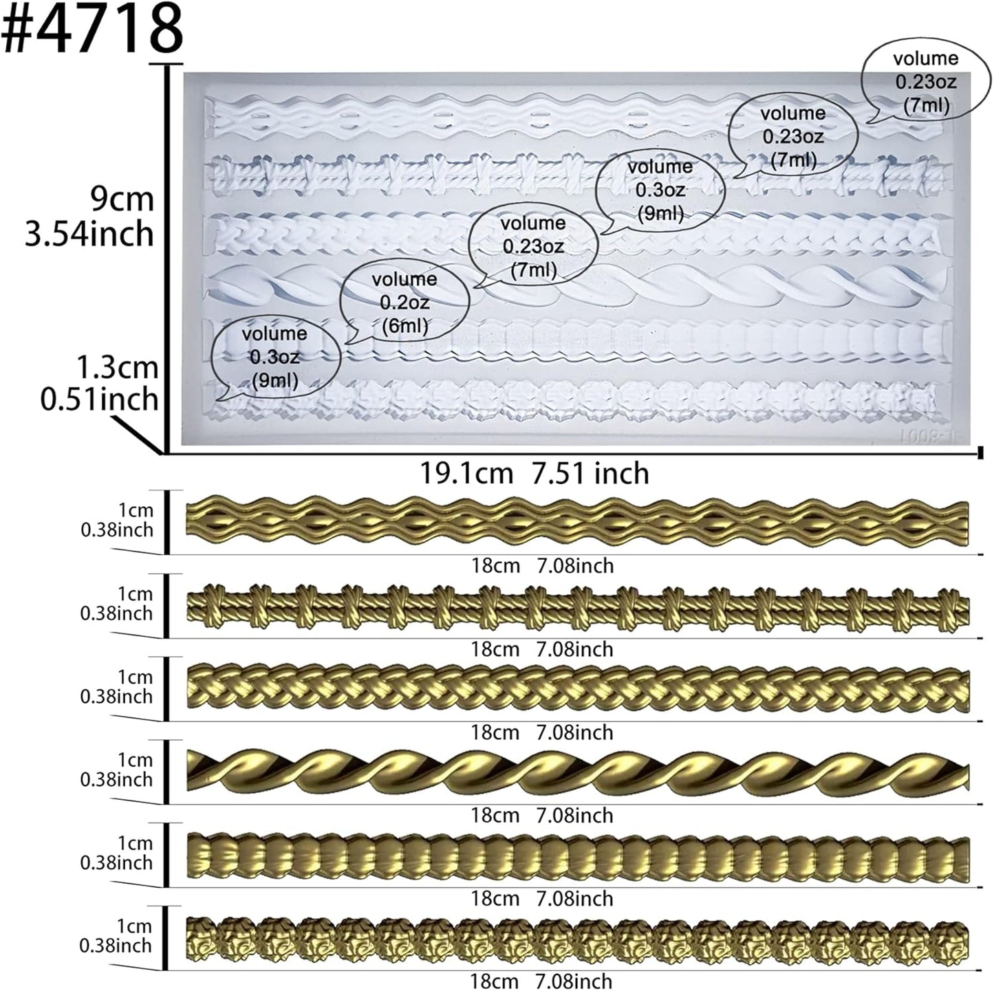 Trimming Ornaments Mold for Polyclay Air Dry Clay Plaster