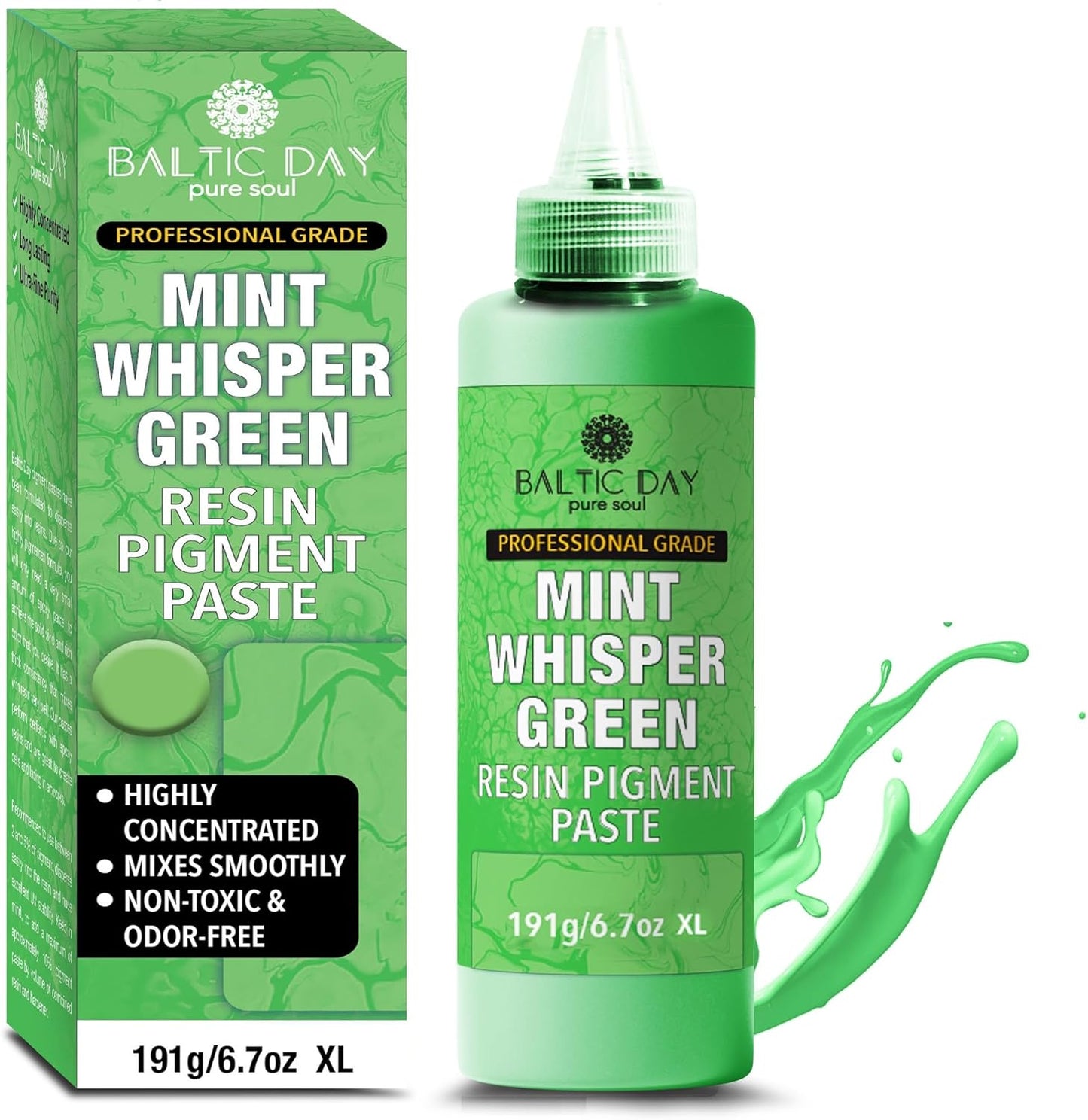 Mint Whisper Green Epoxy Resin Pigment Paste XL (191g / 6.7oz) – High Concentration Opaque Epoxy Dye & Coloring Paste for Resin Art, Jewelry Making, Tumblers, River Tables – Mica Powder Alternative