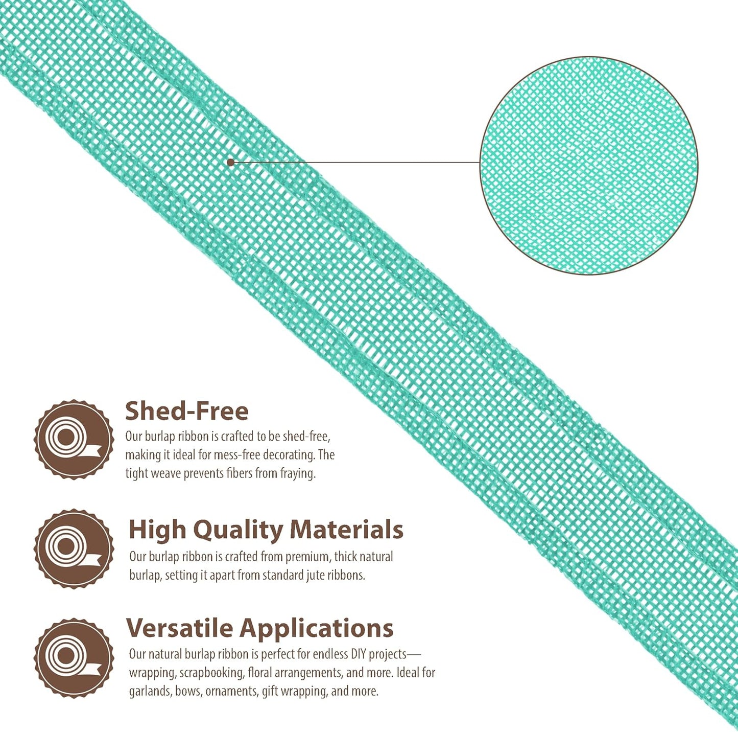 Mandala Crafts Turquoise Burlap Wired Ribbon 1.5 Inches Wide Jute Ribbons for Crafts - 10 Yds Roll Rustic Burlap Wrap Trim Ribbons for Wreaths Bows Party Decoration