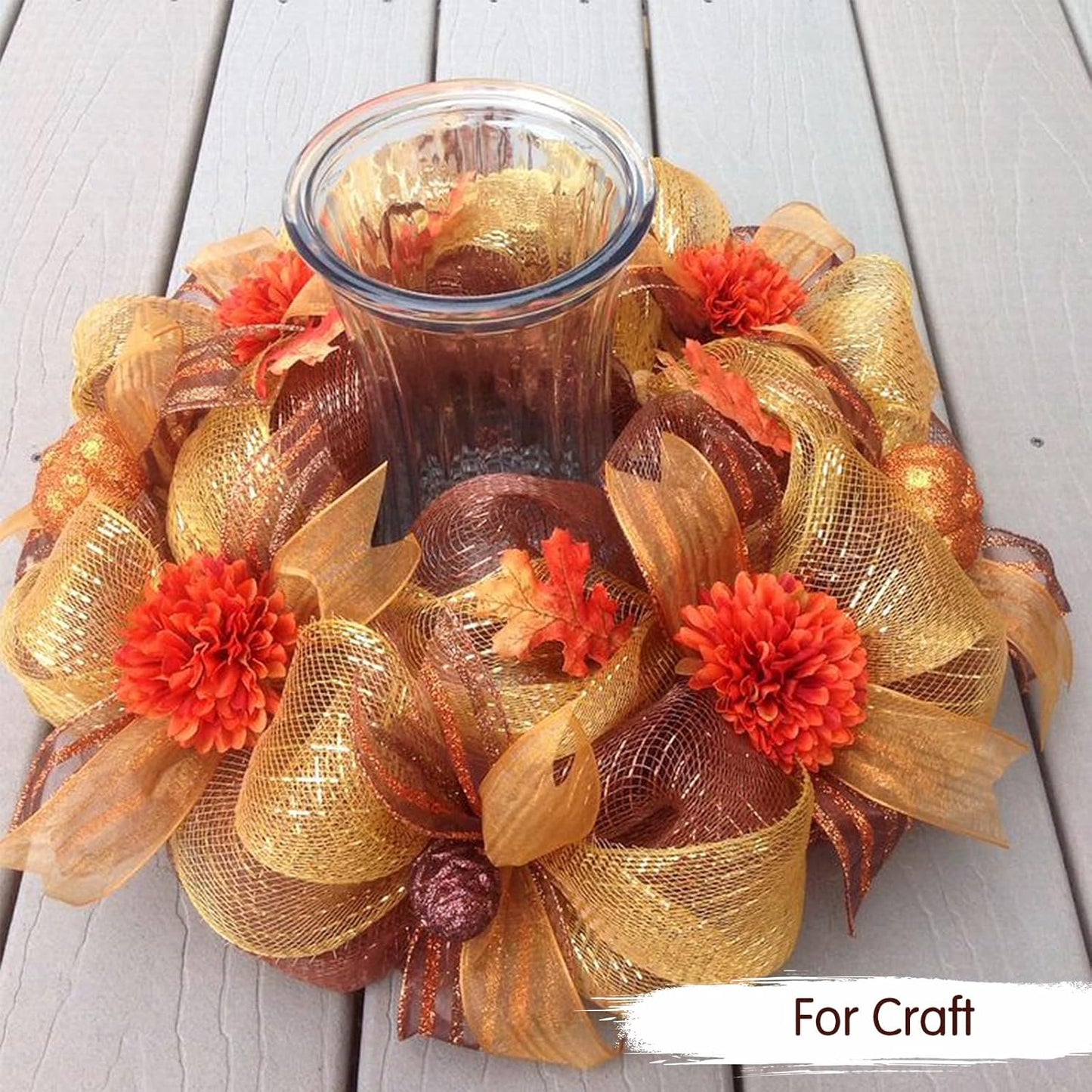 TONIFUL 10 Inch 3 Rolls DeepRed/Brown/Gold Thanksgiving Decorative Mesh Ribbons, Fabric Mesh with Foil for Tree Home Front Door Wreaths Decorations Supplies（3 Colors, 10yards/ roll）