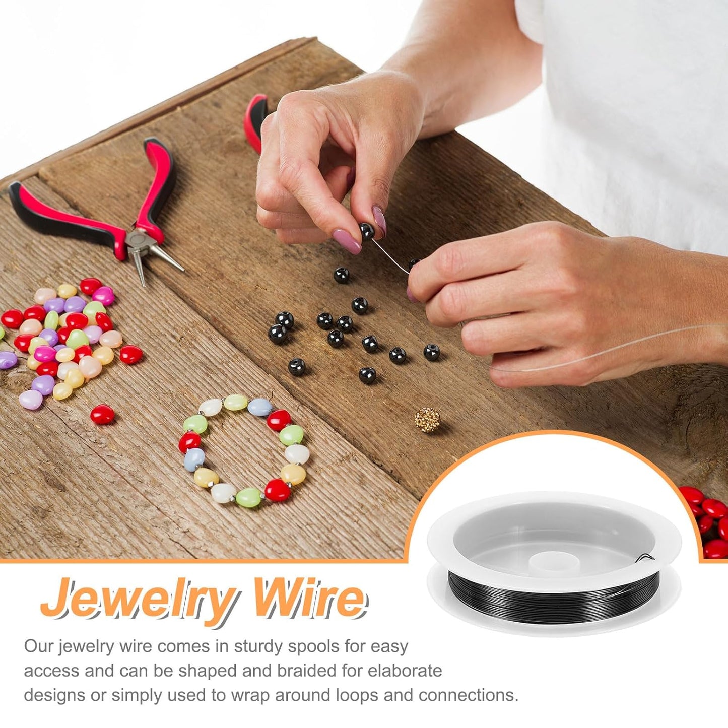 HARFINGTON 30ft Jewelry Wire, 26 Gauge (0.4mm) Brass Craft Soft Metal Tarnish Resistant Copper Beading Wire for Jewelry Making Supplies Crafting, Black