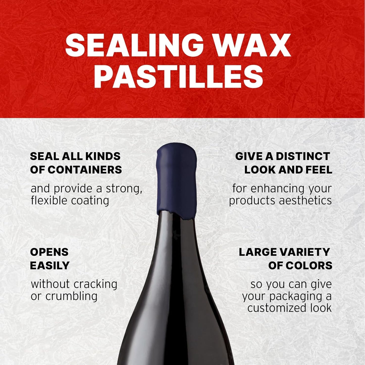 Blended Waxes, Inc. Bottle Sealing Wax, Pastille Wax Seal Beads For Wine, Beer, and Liquor Bottle Sealing, Seals Between 25-30 Bottles, 1 lb, Navy Blue