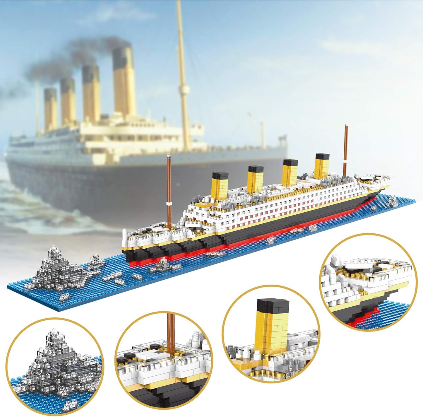 Titanic Architecture Set Micro Building Blocks Model Kit for Adults, Teens and Kids Age of 14+ 1872 Pieces