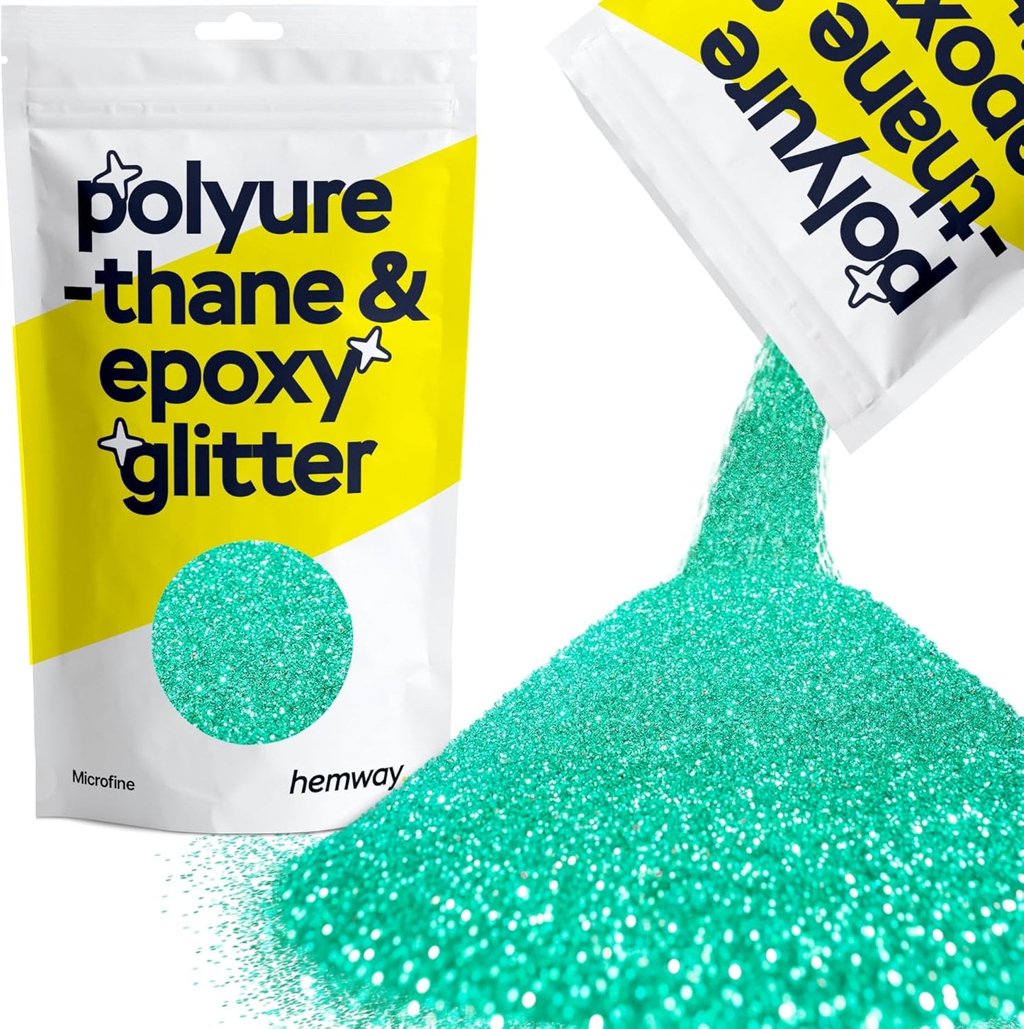 Hemway Polyurethane & Epoxy Resin Glitter 100g / 3.5oz Metallic Crystal Flake Additive for Flooring Jewelry Tumblers Glass Pigment - Microfine (1/256" 0.004" 0.1mm) - Turquoise Blue