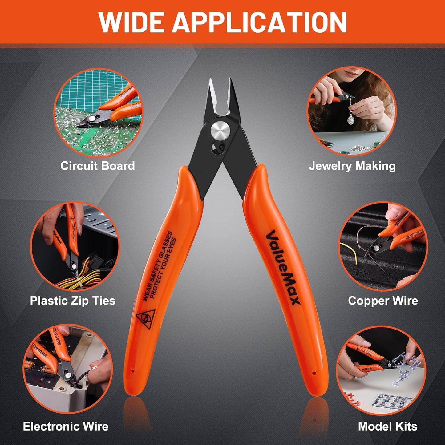 ValueMax Flush Cutters 12 Pack, 5" Micro Precision Side Cutter Pliers Spring-loaded, Small Diagonal Cutters for Jewelry Making, Electronics, Zip Ties, Model Craft