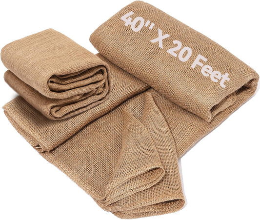 40" x20 Feet Premium Natural Burlap Fabric Roll – Multipurpose for Gardening, Weddings, Crafts & Holiday Decor – Wedding Aisle Runner, Halloween/Christmas Burlap, Weed Barrier & More
