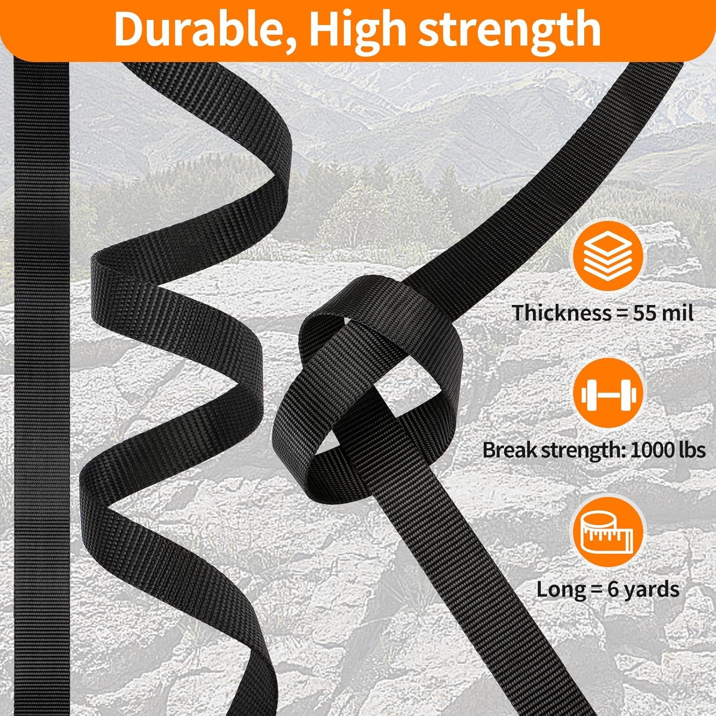 5/8" Buckle and Strap Set: 6 Yards of Thick Nylon Webbing, 6 Pack Quick Side Release Adjustable Plastic Buckles, 12 Tri-Glide Slide Clips, Black (5/8" Combo Set)