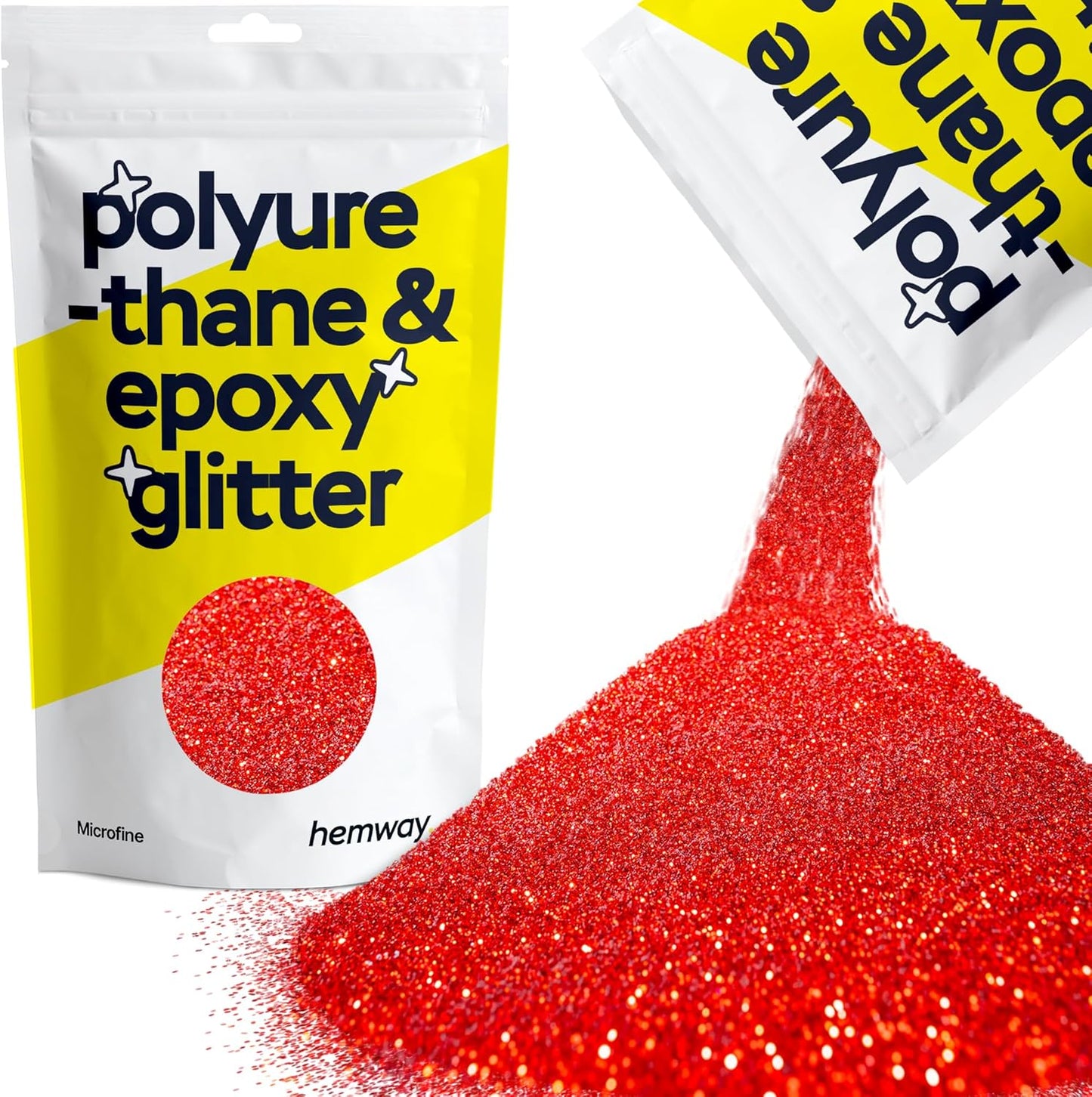 Hemway Polyurethane & Epoxy Resin Glitter 100g / 3.5oz Metallic Crystal Flake Additive for Flooring Jewelry Tumblers Glass Pigment - Microfine (1/256" 0.004" 0.1mm) - Red