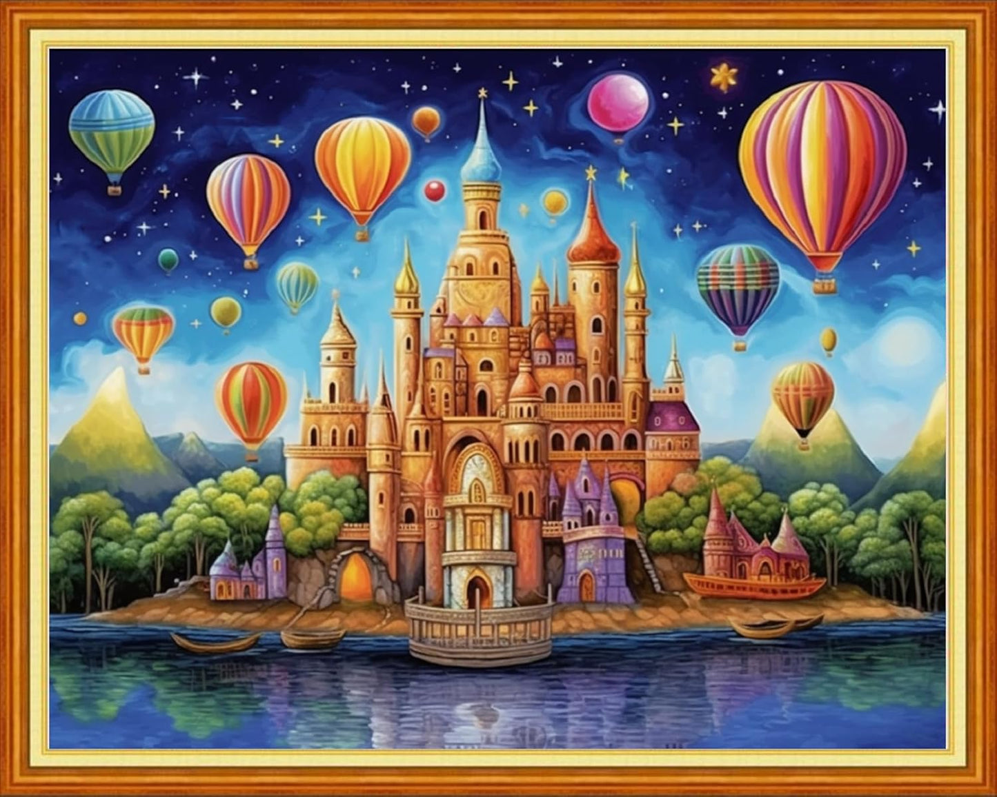 Redxing Stamped Cross Stitch Kits Full Range of Embroidery Starter Kits- Needlepoint Counted Cross Stitch Kits for Beginner Adults 11CT Printed Embroidery Kit-Dream Castle 16x20 inchs