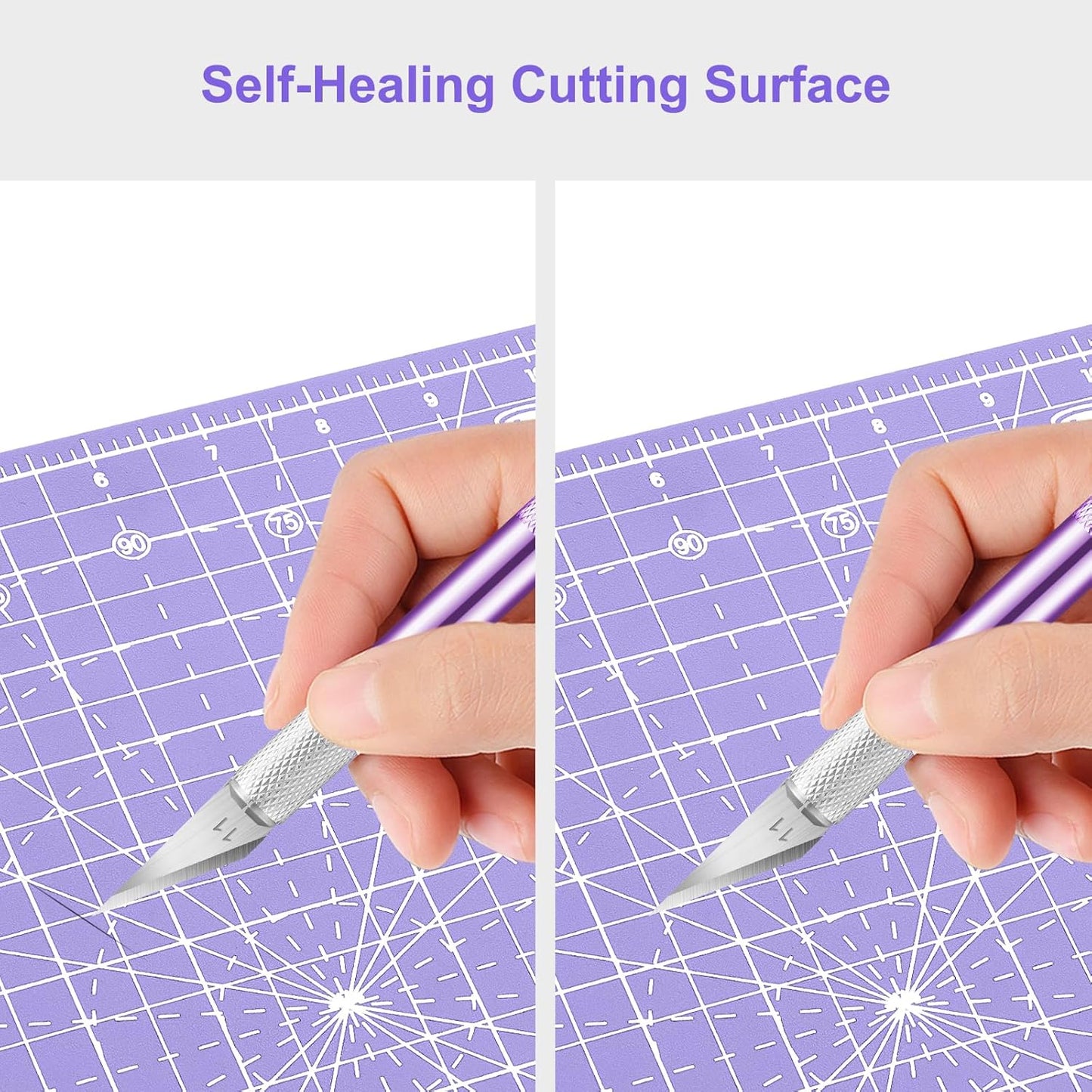 Headley Tools 12"x12" Rotating Cutting Mat, Self Healing Mat with 360-Degree Rotation & Anti-Slip Base, Sewing Board Cutting Mat Perfect for Fabric Quilting Leather Hobby Project, Purple