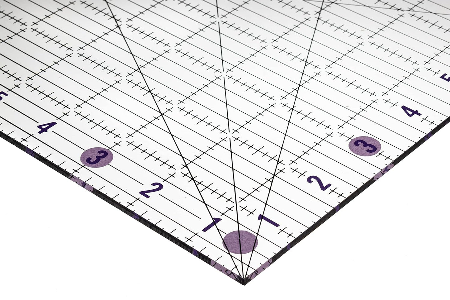 The Quilted Bear Quilting Rulers - Transparent Acrylic Non Slip Quilting, Patchwork & Sewing Ruler with Clear Black Lines & 30, 45 & 60 Degree Angles for Perfect Accuracy & Precision (12.5" x 12.5")