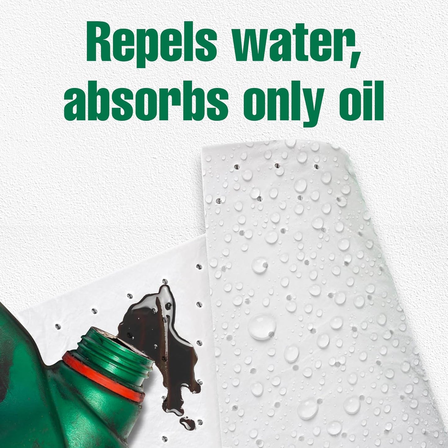 FLASHDRY Heavy Duty Oil Absorbent Roll - 300GSM/4mm (15" x 144 ft) - Oil-Only Spill Pads for Garage, Marine, Automotive & Industrial Use - Fast Absorbing, Unsinkable Oil Spill Pads, Cut to Size