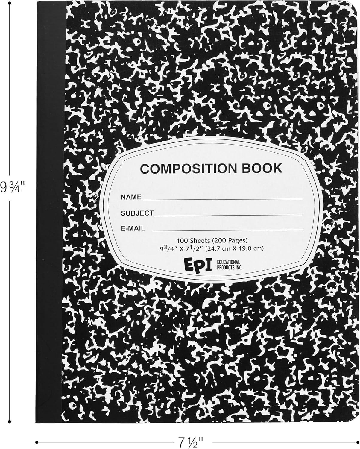 EPI Marble Hardcover Wide Ruled Composition Notebook | 200 Pages (100 Sheets), 9.75 x 7.5 in, Sturdy Sewn Binding | School, Office, Journaling, Notes - 48 Pack