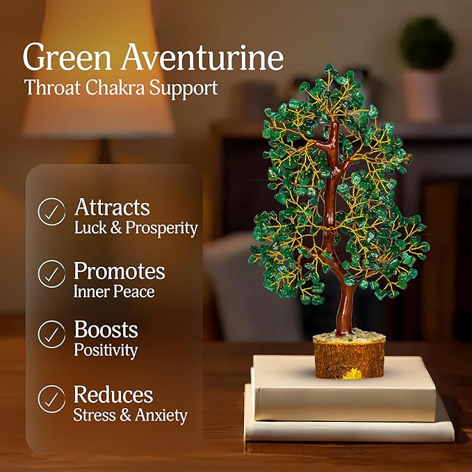 Green Aventurine Crystal Tree, Gemstones and Crystals, Crystal Tree for Positive Energy, Spiritual Gifts, Home Office Decor