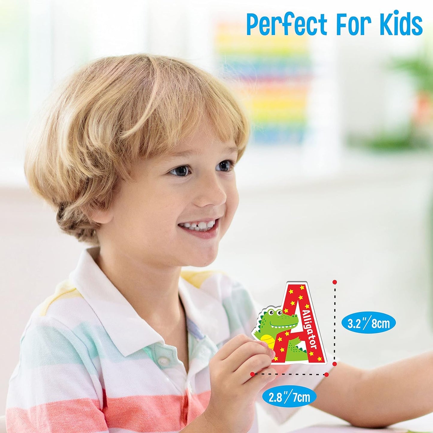 26 Magnetic Alphabet, Uppercase Letters with Adorable Zoo Animal Alphabet ABC Fridge Magnets Educational Spelling Learning Games Toys Set for Kids, Toddlers 3 4 5 Years Old