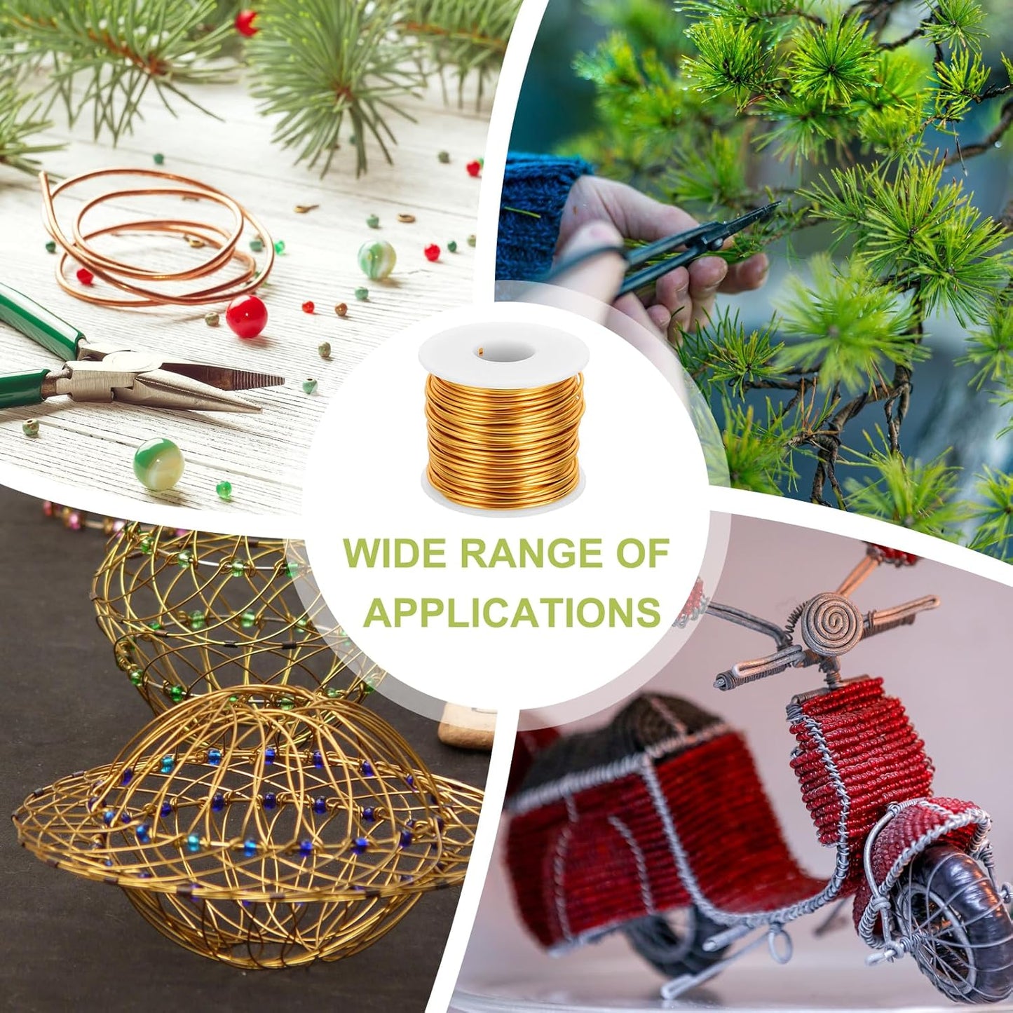 MECCANIXITY 12 Gauge Anodized Aluminum Craft Wire Bendable Bonsai Training Wire 98 Feet 2mm for Sculpting Crafts Wreath Floral Beading Jewelry Making, Yellow