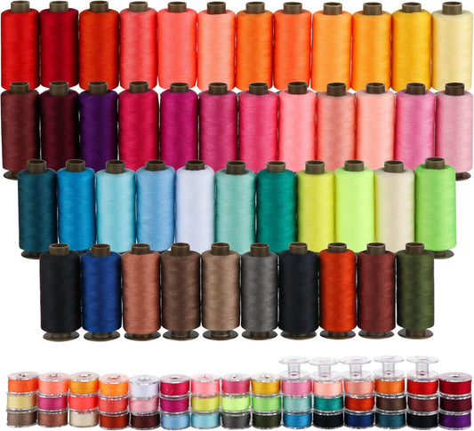 ilauke 95pcs Bobbins Sewing Thread Kit, 400 Yards Polyester Thread Assortment, Prewound Bobbins for Hand & Machine Sewing DIY & Home, 45 Colors
