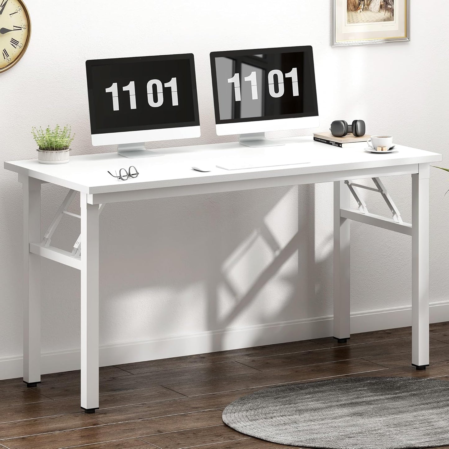 Need 47 inches Computer Desk Office Desk Folding Table with BIFMA Certification Computer Table Workstation, White AC5DW-120