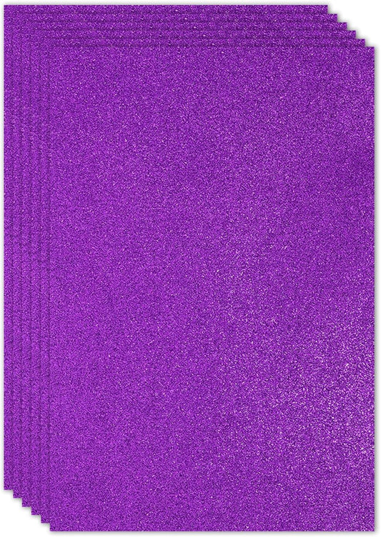 PATIKIL 2mm(1/10") Thick Non Adhesive Glitter Foam Sheet 16x24inch(40x60cm) Light Purple, EVA Shiny Foam Board for Craft, 6 Pcs