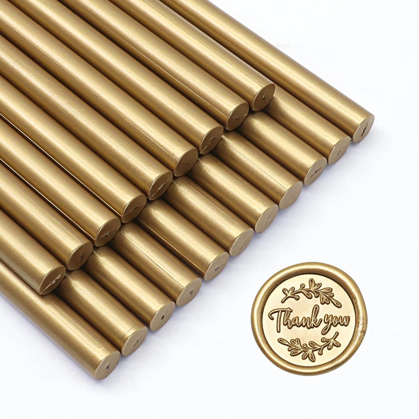 SWANGSA 20 Pieces Glue Gun Sealing Wax Sticks Antique Gold for Wax Seal Stamp, Great for Wedding Invitations, Cards, Envelopes, Wine Packages, Gift Wrapping (Antique Gold)